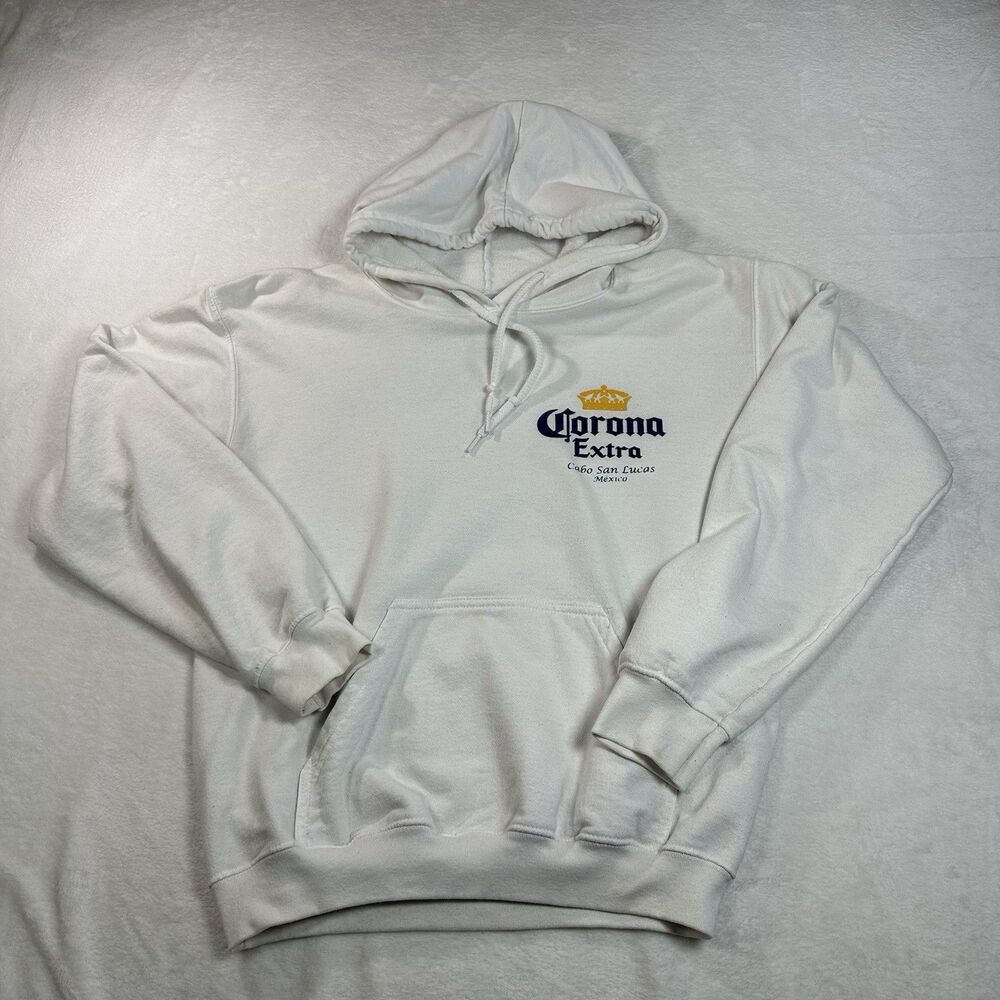 Corona Extra Beer Crew Hoodie White Cabo San Lucas Mexico Pullover Size Small